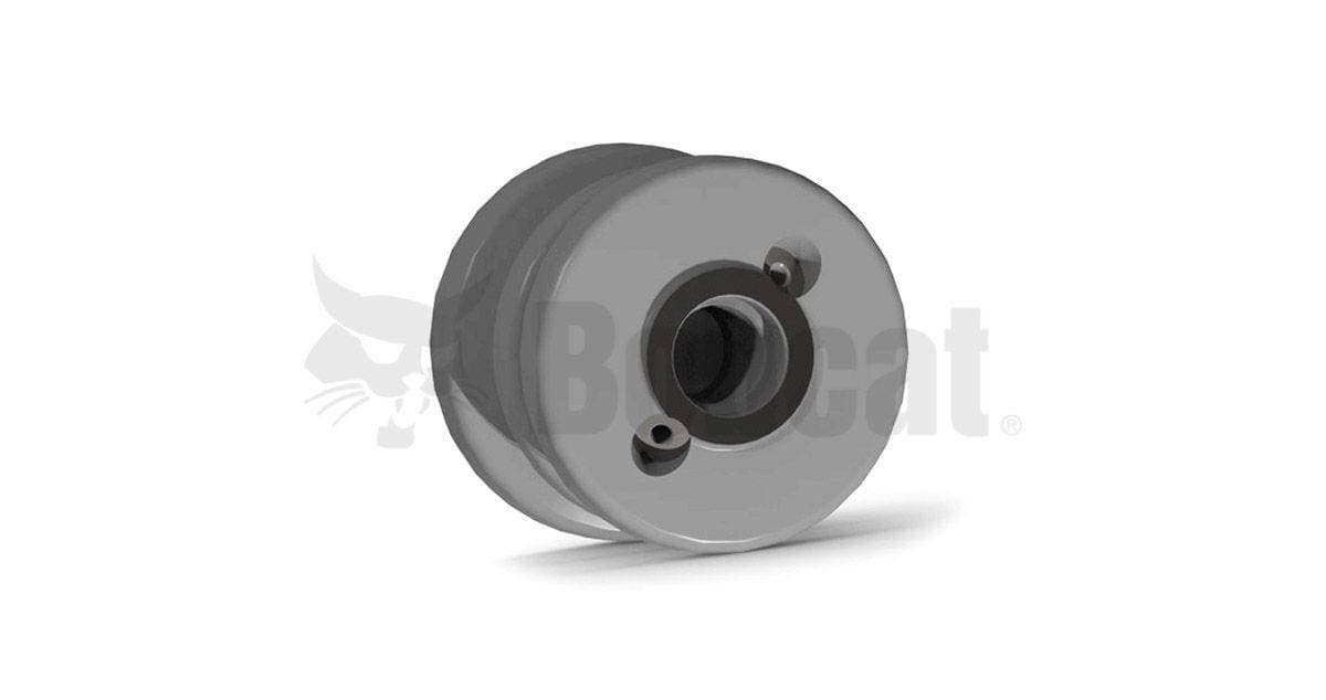 Genuine Bobcat Track Roller, 7109409, front facing, showing the grease zerk holes.