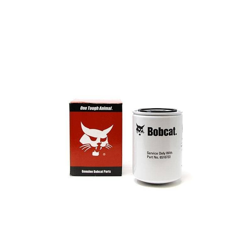 Genuine Bobcat hydraulic oil filter 6516722 shown with Bobcat packaging.