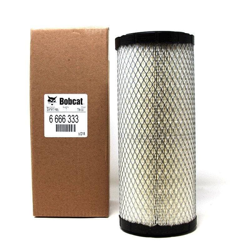Genuine Bobcat outer air filter 6666333 shown with packaging.