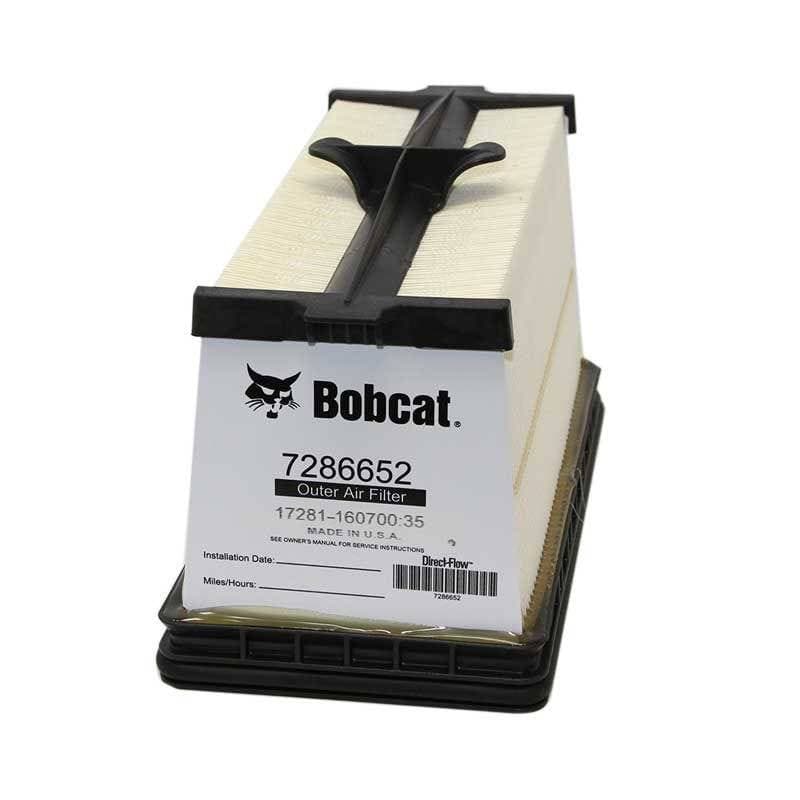 Genuine Bobcat Outer Air Filter 7286652 showing outer label and pleated media.