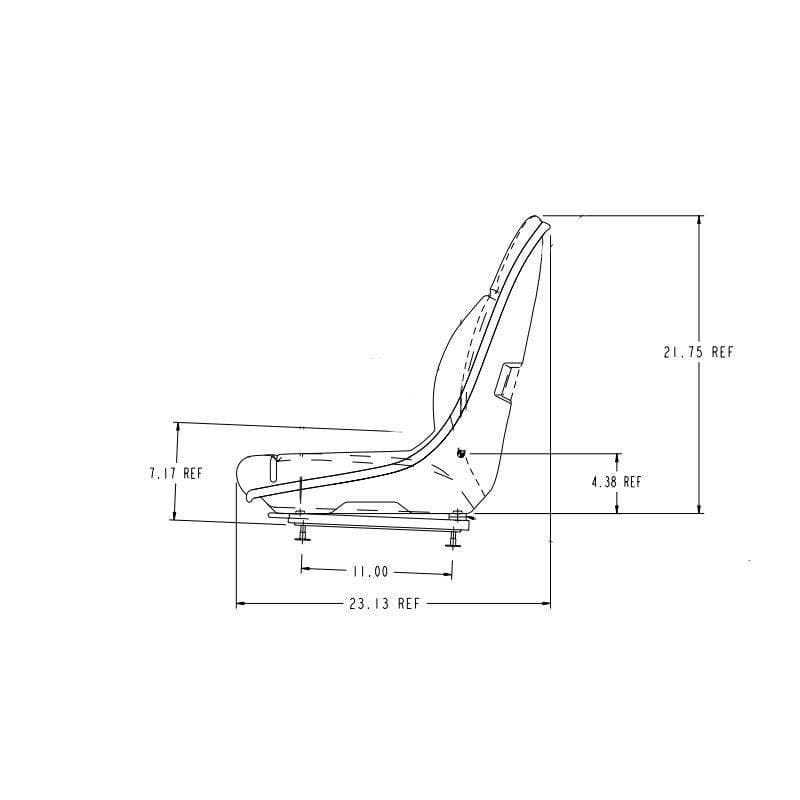 Standard Bobcat seat showing measurements.
