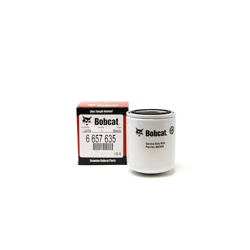 Genuine Bobcat engine oil filter 6651635 shown with packaging.