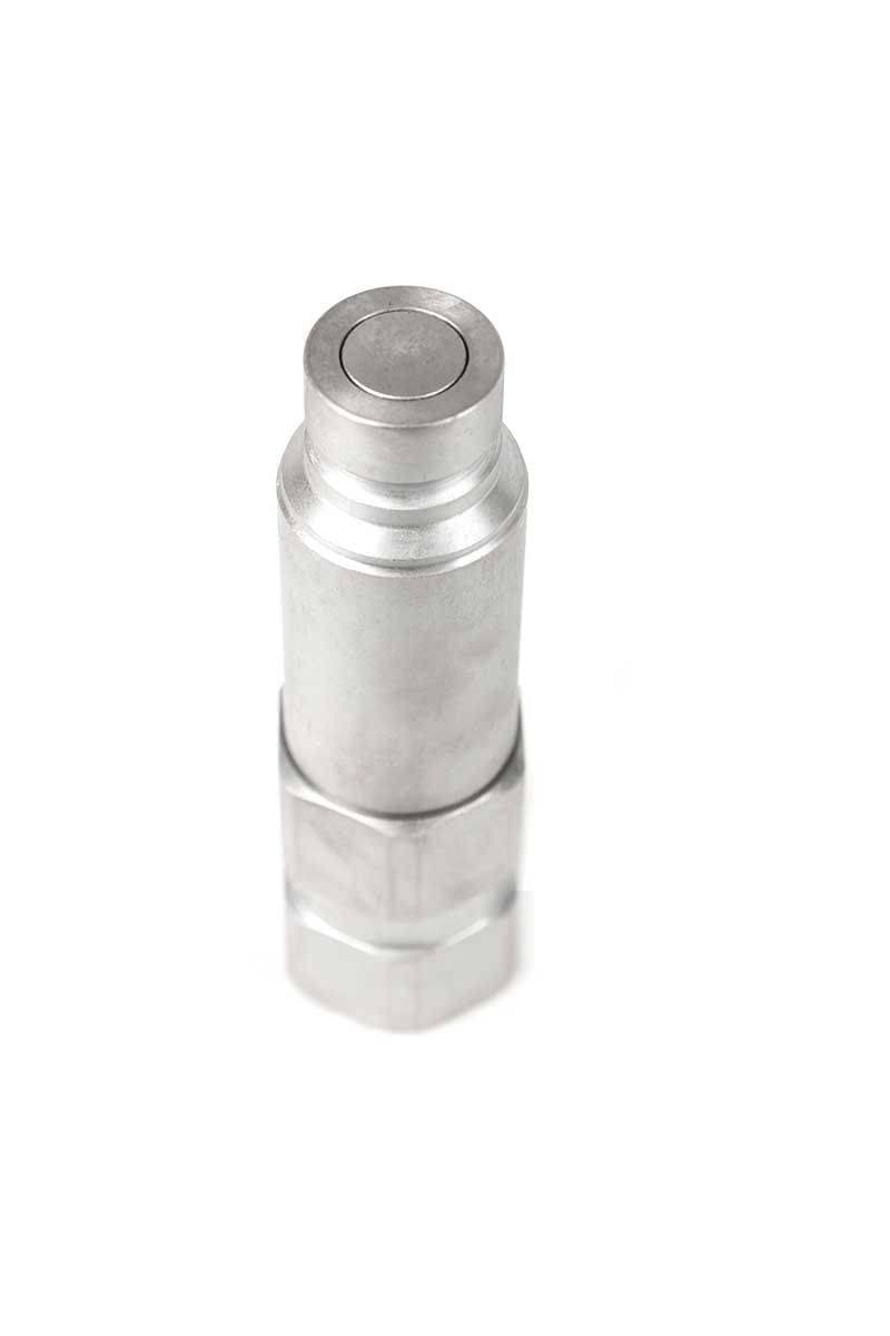 Genuine Bobcat Flat Faced Coupler, Male 1/2 body 3/4 SAE thread,7246777, shown upright.