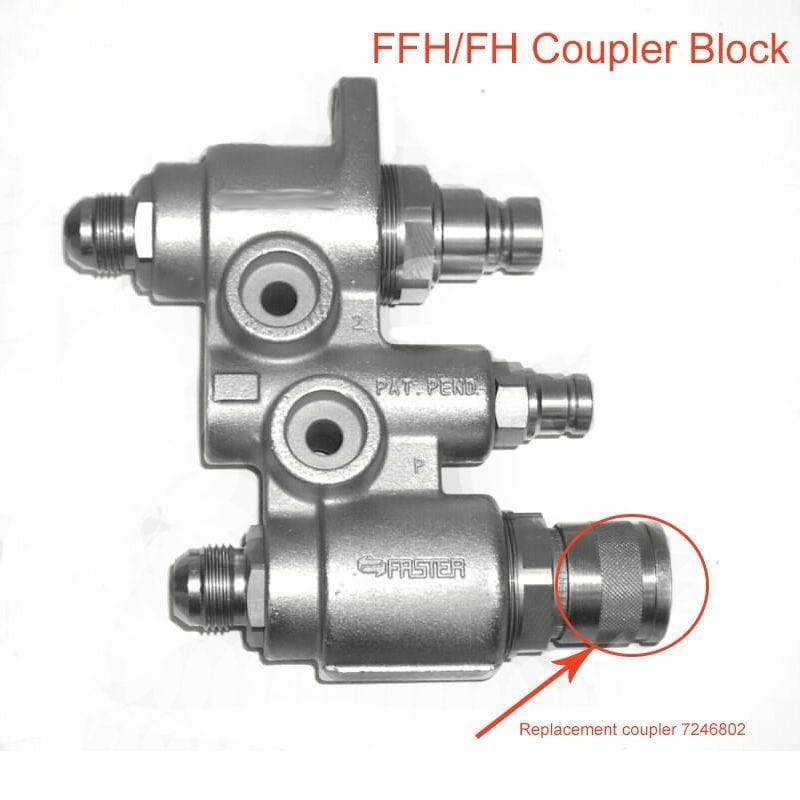 Genuine Bobcat coupler block showing location of replacement coupler 7246802.