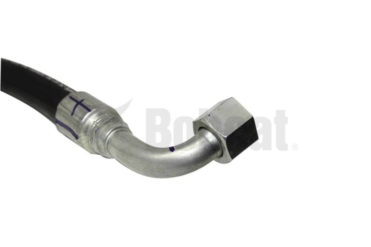 Genuine Bobcat Hydraulic Hose, 7241991, showing the attached hex nut.
