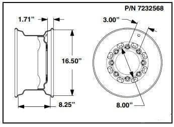 Genuine Bobcat Offset Rim for Skid Steer Loaders, 16.5 X 8.25, 7232568 view 2.
