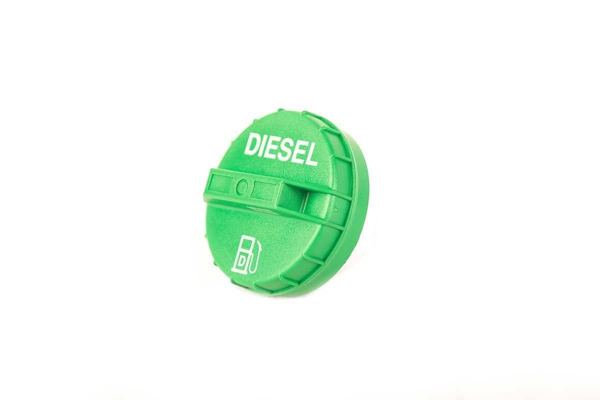 Genuine Bobcat Green Diesel Fuel Cap, 6661114 showing the profile.